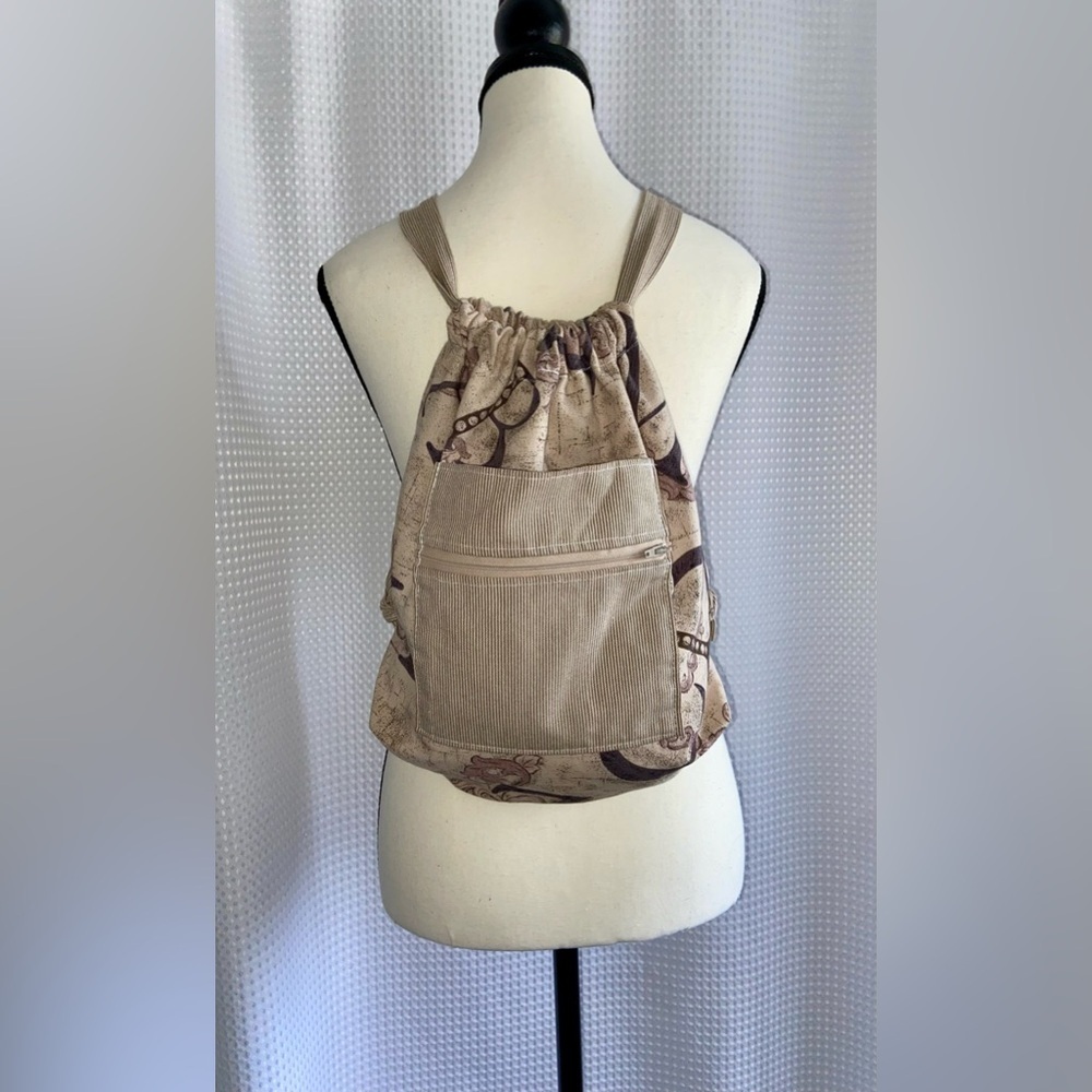 Women’s Vintage boho‎ cotton Backpack with adjustable straps and matching pouch